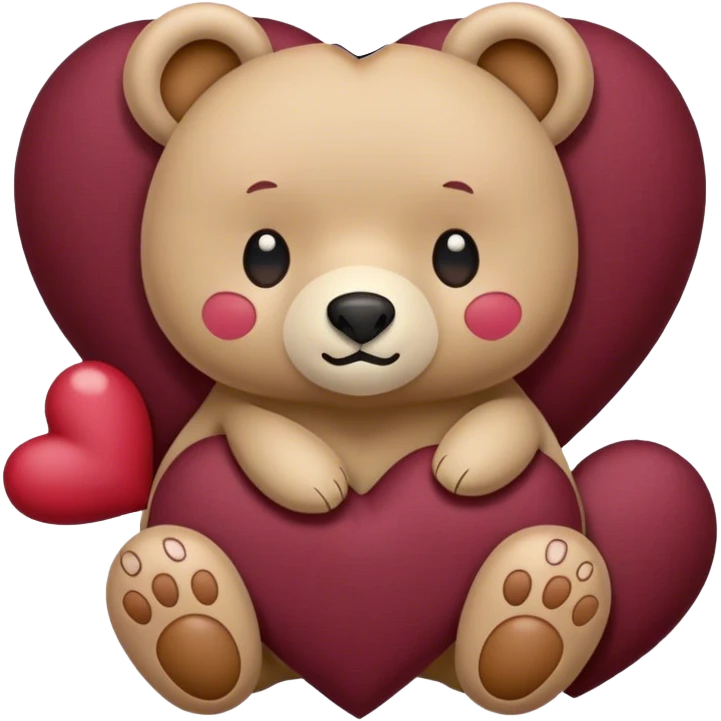 Beige heart and bear burgundy  emoji
