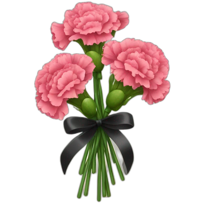 bouquet of carnations with a black ribbon emoji