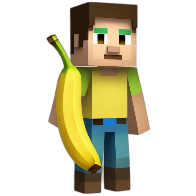 Minecraft steve as banana emoji