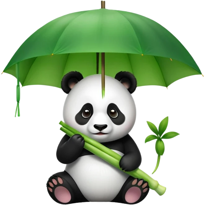 Panda using leek has umbrella  emoji