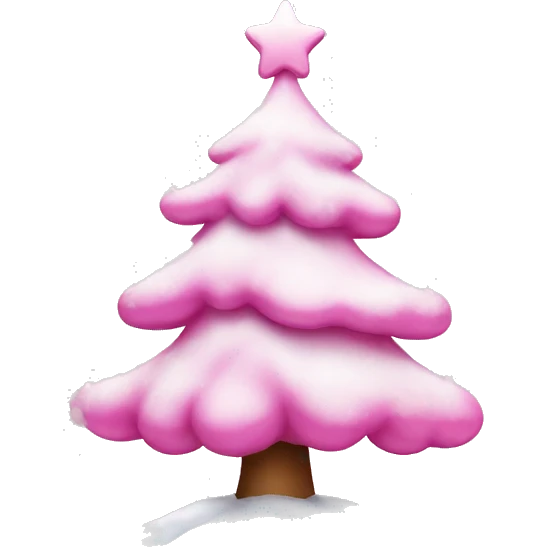 pink christmas tree with snow emoji