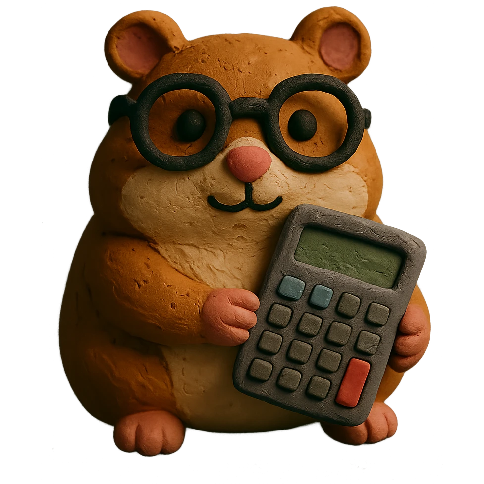 nerd hamster with glasses holding a calculator emoji