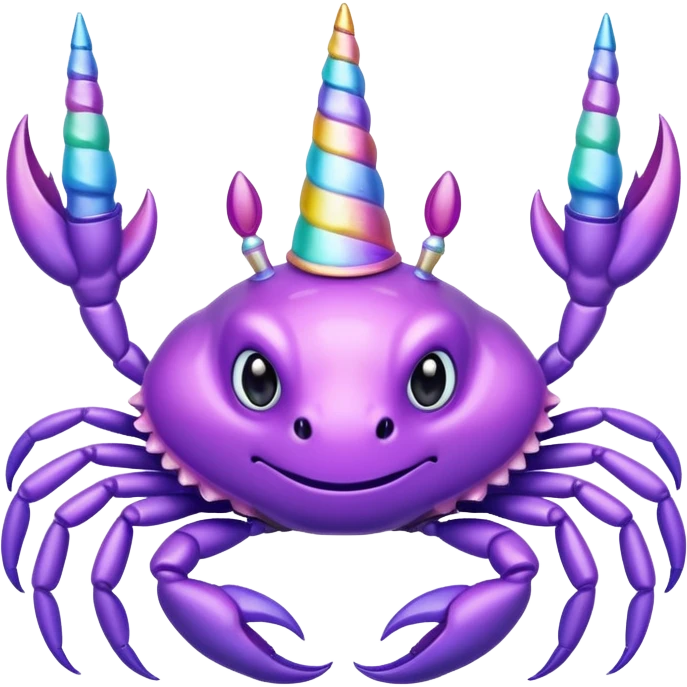 a purple crab with a unicorn horn emoji