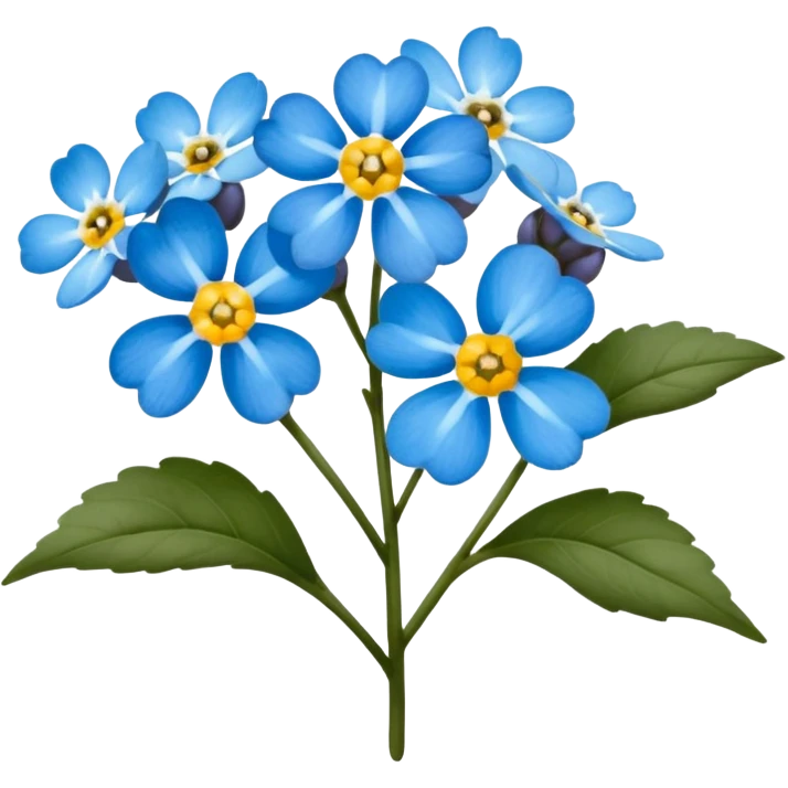 Realistic Still life detailed, Sky blue Forget-Me-Nots Myosotis scorpioides emoji