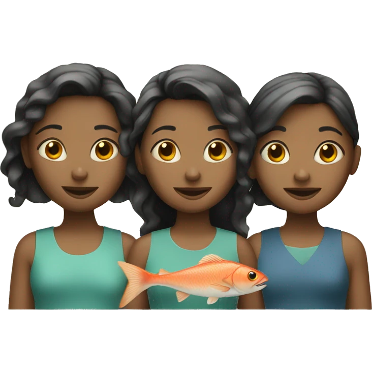 Three girls with fish emoji