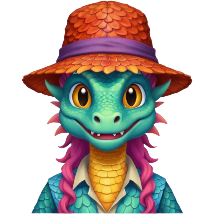 long hair dragon with shirt and hat emoji