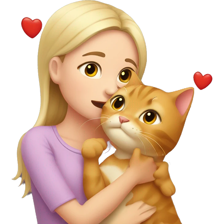 Cat kissing a girl emoji