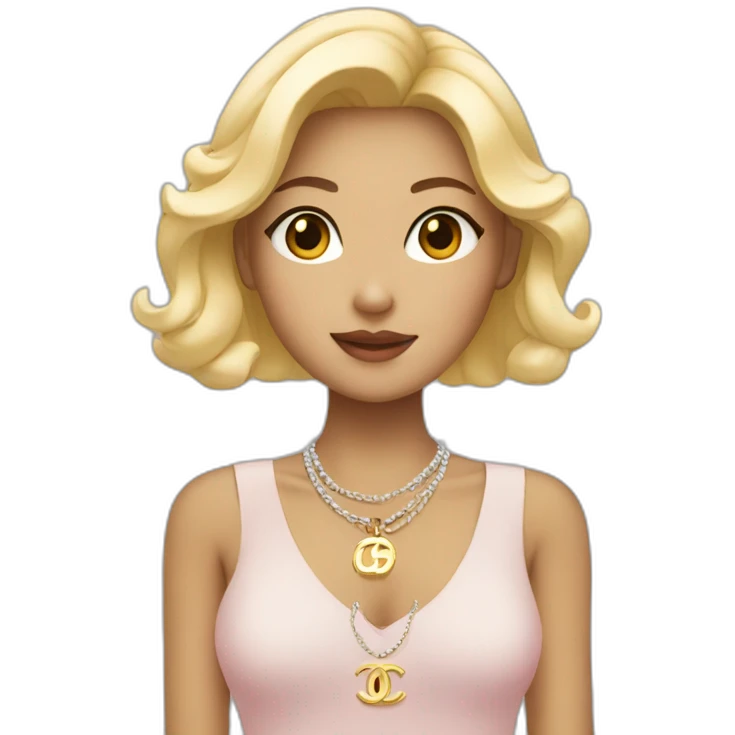 Blonde Asian girl with Chanel bag and necklace emoji