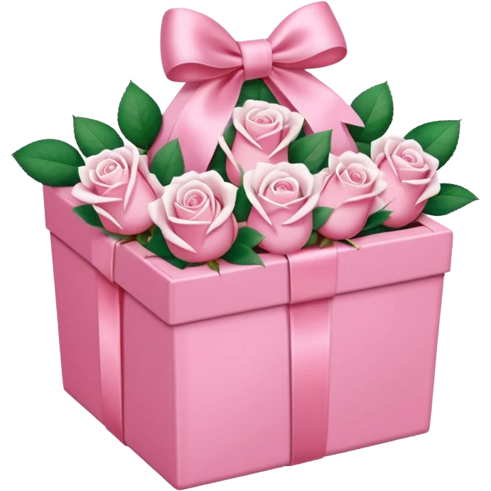 White roses in a pink box with a pink bow  emoji