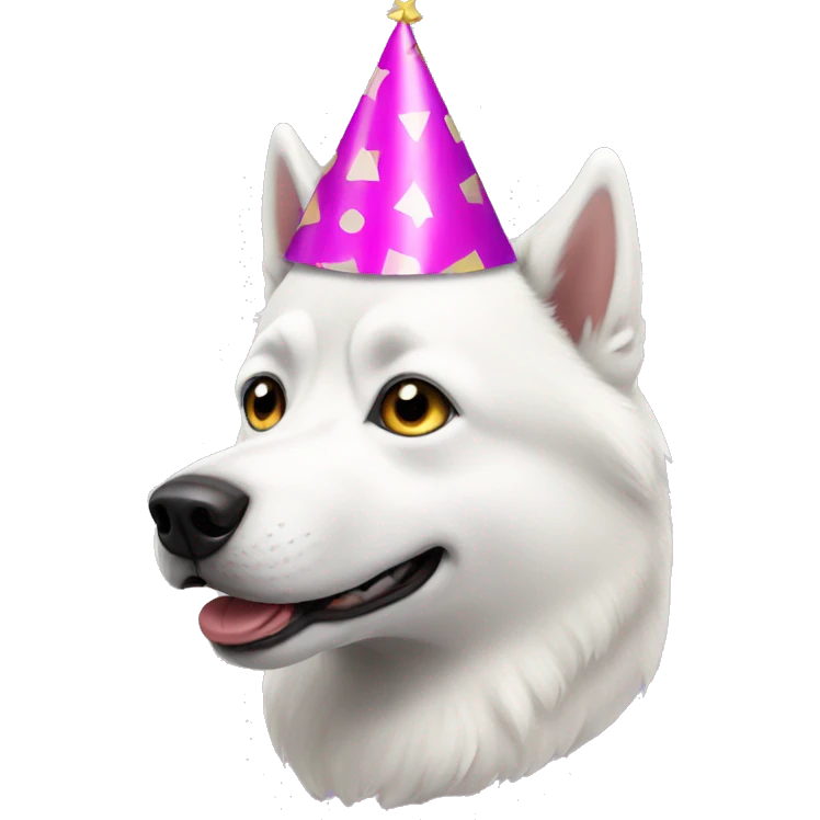 White Husky with a party hat  emoji