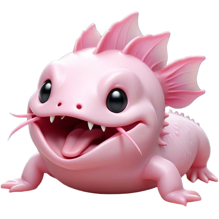 Cinematic Cute Yawning Axolotl Portrait Emoji, Head tilted slightly with a dramatic, wide-open yawn, showcasing smooth, pale pink skin with softly drooping feathery gills, eyes barely open in drowsy contentment, Simplified yet irresistibly adorable features, highly detailed, glowing with a soft, cozy glow, high shine, relaxed yet expressive, stylized with a touch of whimsy, bright and endearing, soft glowing outline, capturing the essence of a sleepy yet affectionate aquatic creature, so drowsy it feels like it could stretch out of the screen and curl up for a nap! emoji