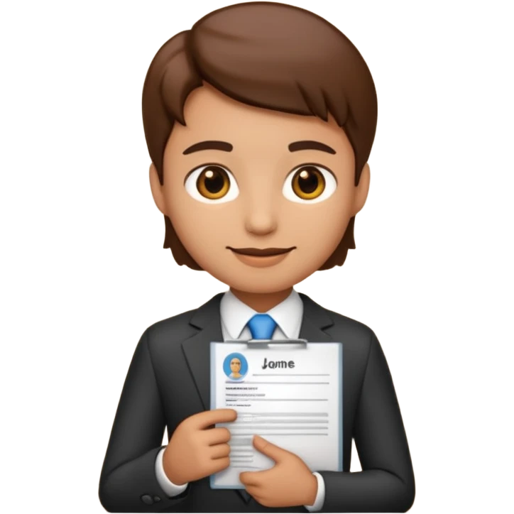 recruiter emoji, professional, friendly, business attire, holding a resume emoji