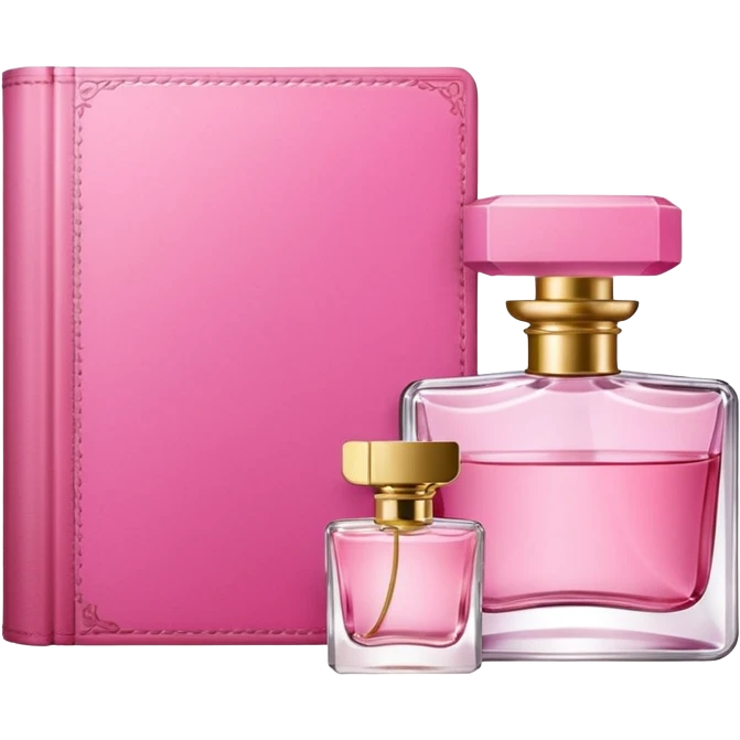 pink bookbook and fragance emoji