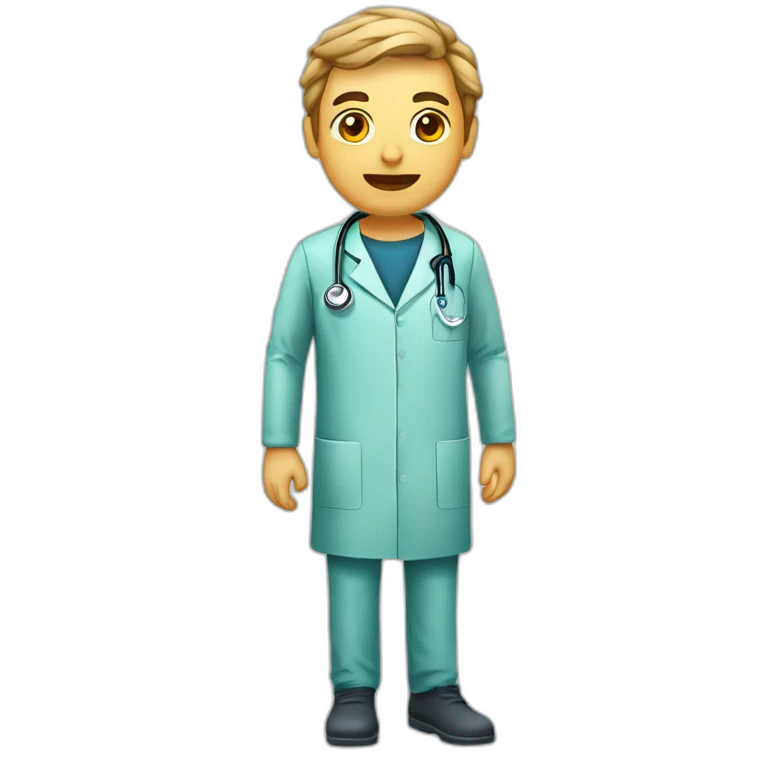 médico com testa avantajada e cara de rinoceronte emoji