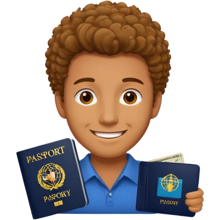 man with coily chairs passport size emoji