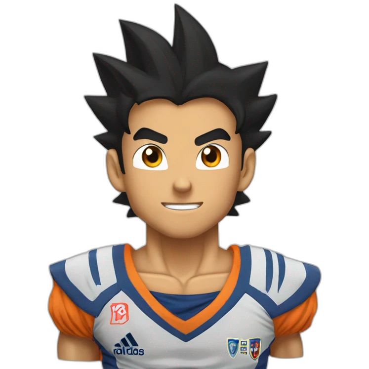 Goku dressed as Ronaldo emoji