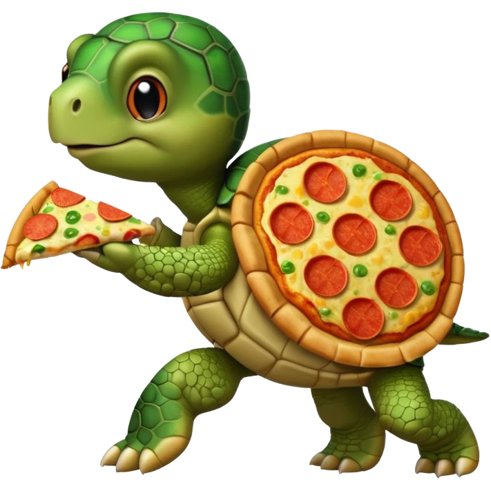 Turtle holding a pizza  emoji