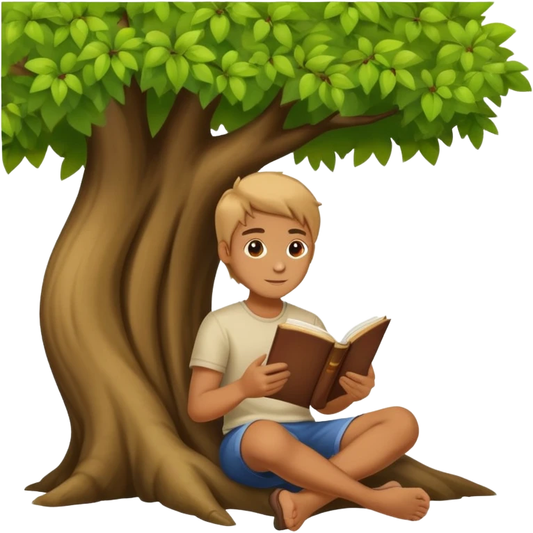 person sitting under a tree with an open book emoji