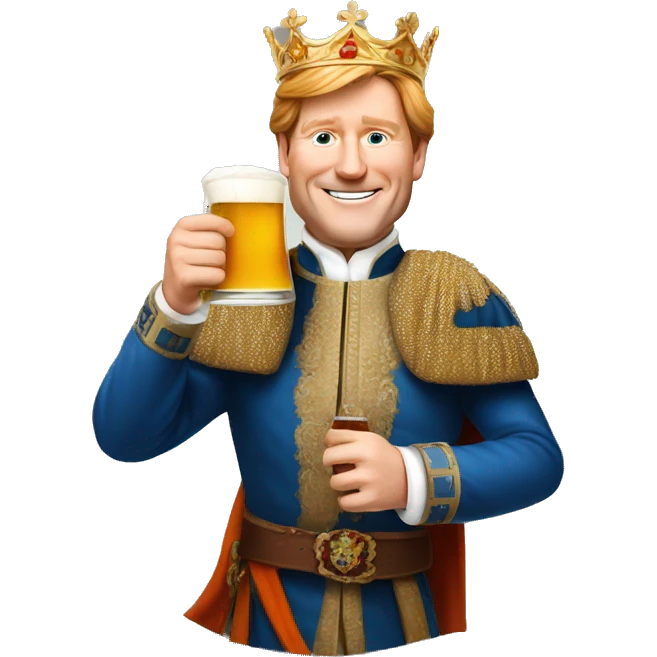 King Willem-Alexander holding a pint of beer emoji