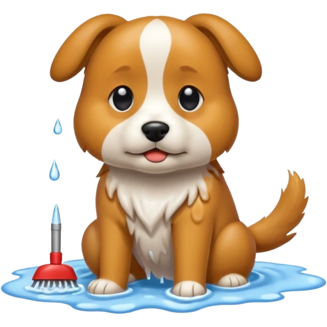 Dog cleaning  emoji