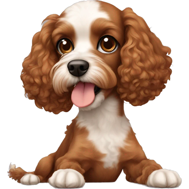 Small brown poodle and cavalier mixed dog laying down emoji