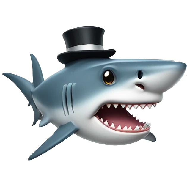 Shark with a top hat emoji