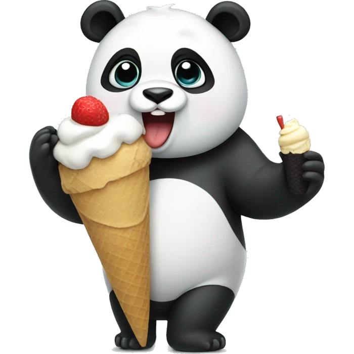 Panda eating ice cream emoji