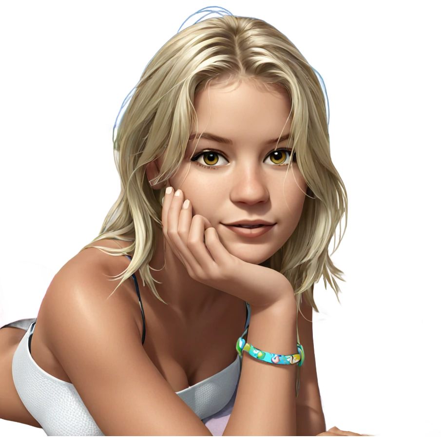 blonde girl relaxing on beach emoji