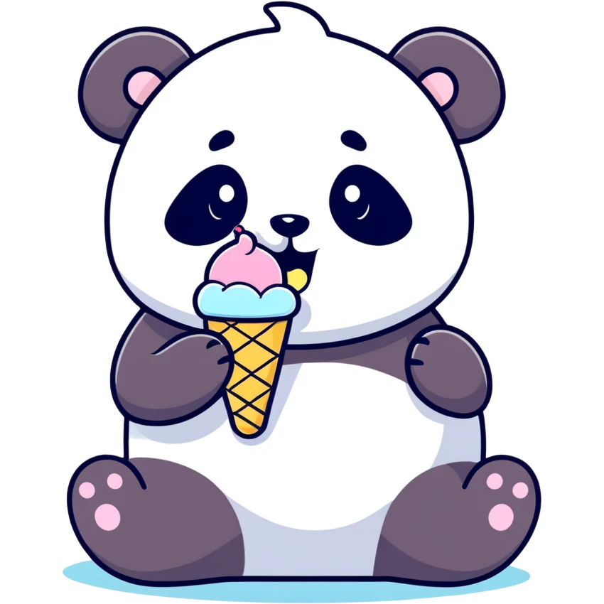 Panda eating ice cream emoji