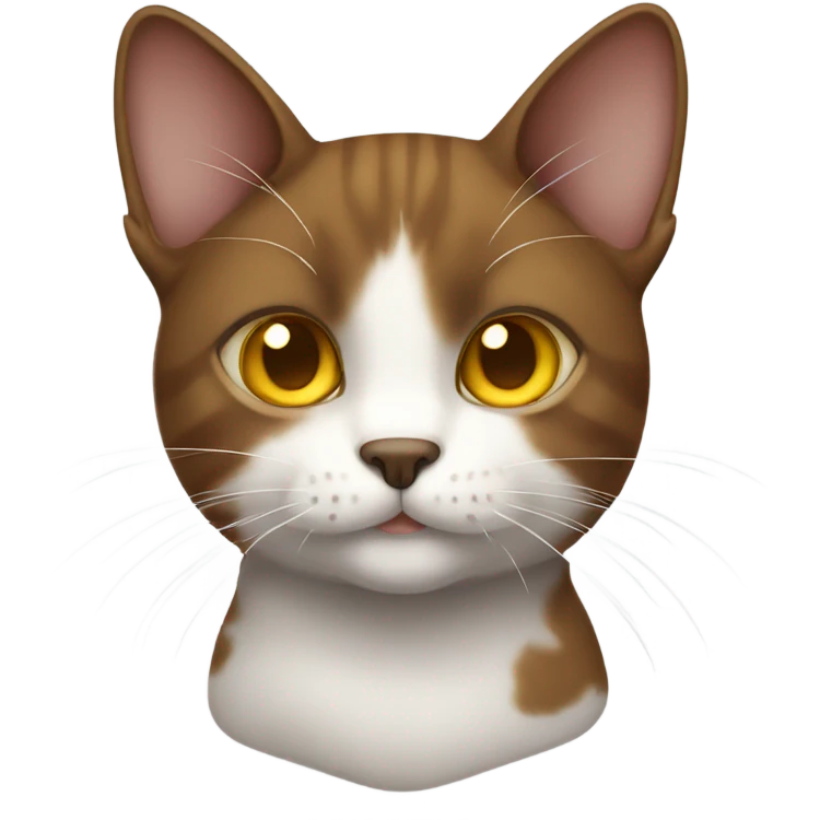 A cute brown cat with yellow eyes and a white neck emoji