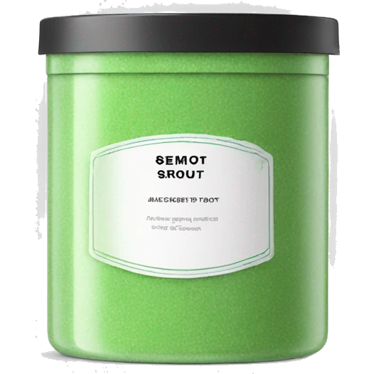 body scrub pot with label emoji