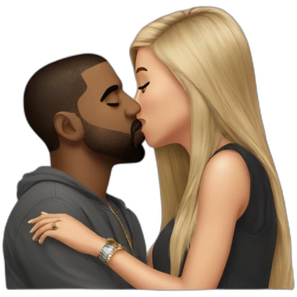 Kanye west giving a kiss to drake emoji