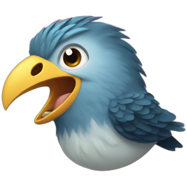 Bird with human teeth emoji