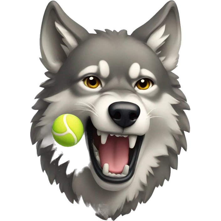 Wolf carrying tennis ball in its mouth emoji