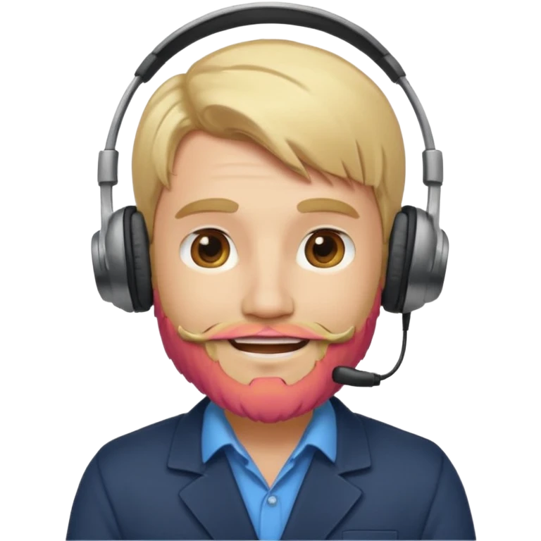 a sales agent with headphones and beard blonde hair smile emoji