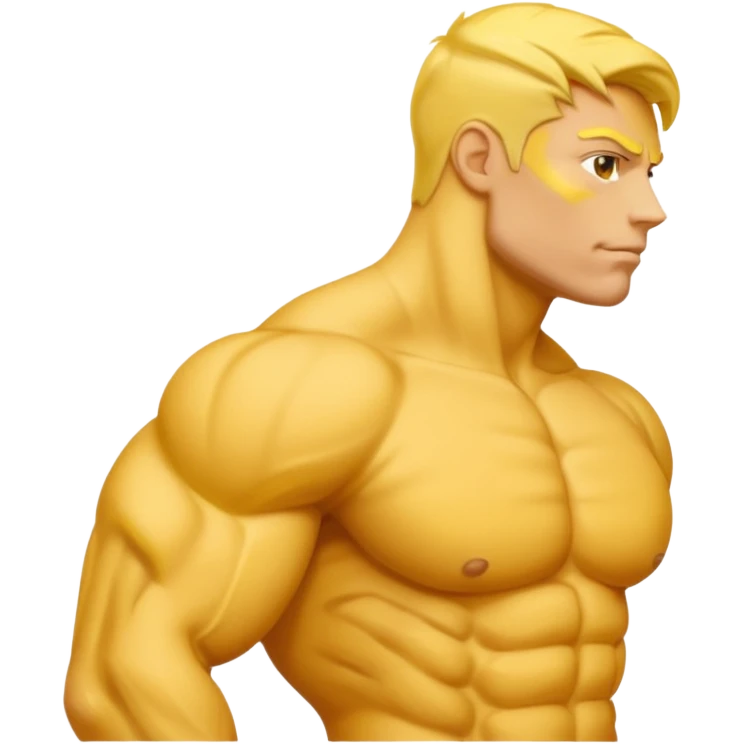 Emoji of Shoulders Muscle from side view, the human is yellow like on iphones. He has big shoulders. emoji