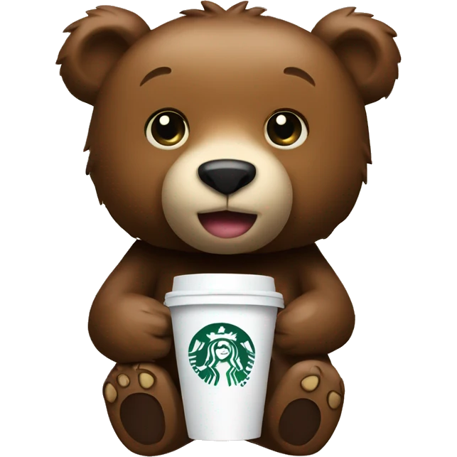 Bear with a bow and a coffee to go Starbucks cup emoji