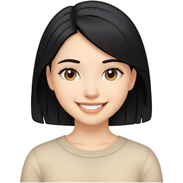 smiling girl with black hair emoji