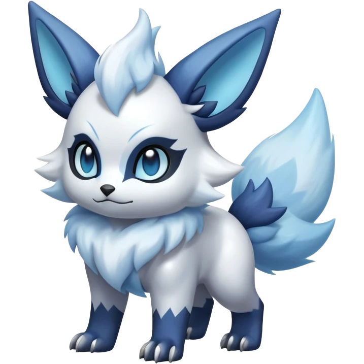 Shiny White Furry Snowy Ice-type Absol-Minccino-Zorua-Hybrid (Full body) emoji