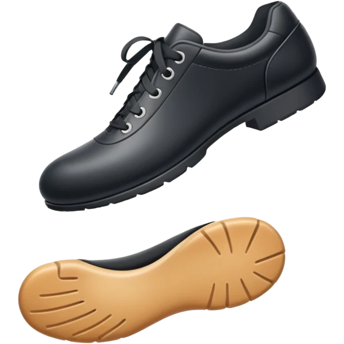 a full human leg with a sneakered foot pressing down on the ground. The shoe sole touches the floor, and directly beneath it a fresh shoe print is clearly visible. Rounded, glossy, smooth, soft shadows, white background.





 emoji