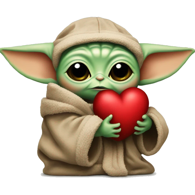 Baby Yoda holds a big plush red heart emoji