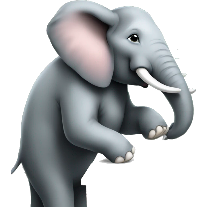 elephant wearing a shirt and a pant writing some equations on black board like a teacher emoji
