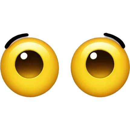 Yellow round head with two eyes and one of its eyebrows raised with a smirk type smile no nose  emoji