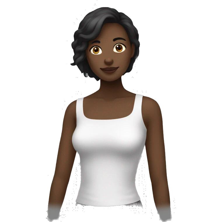 Une femme aux blancs entourée de cette personne noire emoji