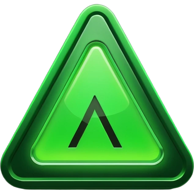 hazardous green logo, iOS app icon style, triangle with exclamation mark, glowing green, sleek, no text emoji
