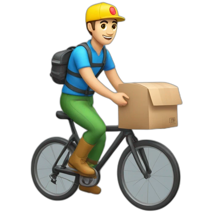Delivery guy with ССFF00 color bag on cycle emoji