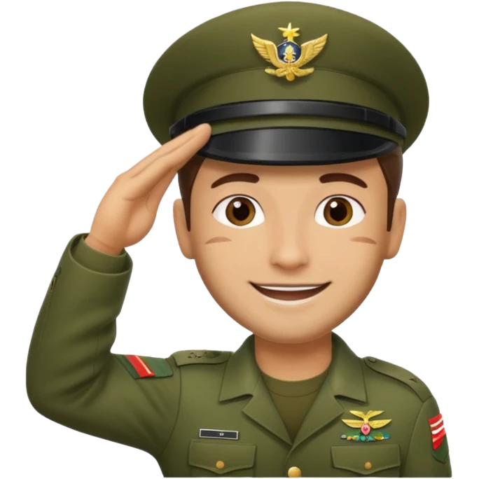 militar de boina dando continencia verde emoji