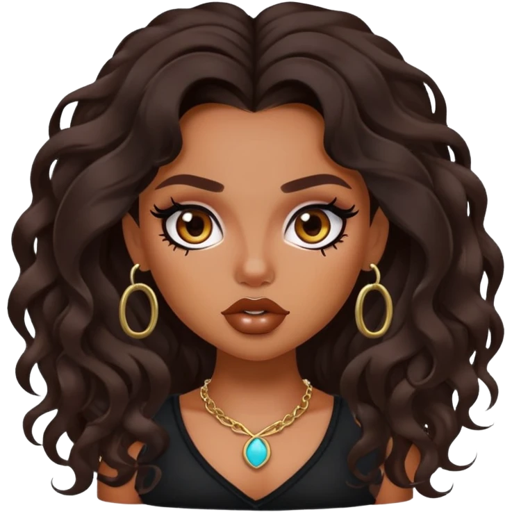 pretty bratz baddie, septum piercing, dark wavy hair emoji