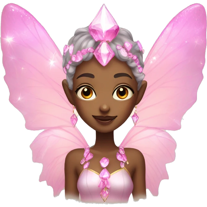 Fairy priestess with pink crystals and sparkling wings emoji