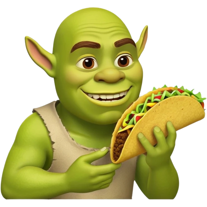 Shrek eating a taco emoji